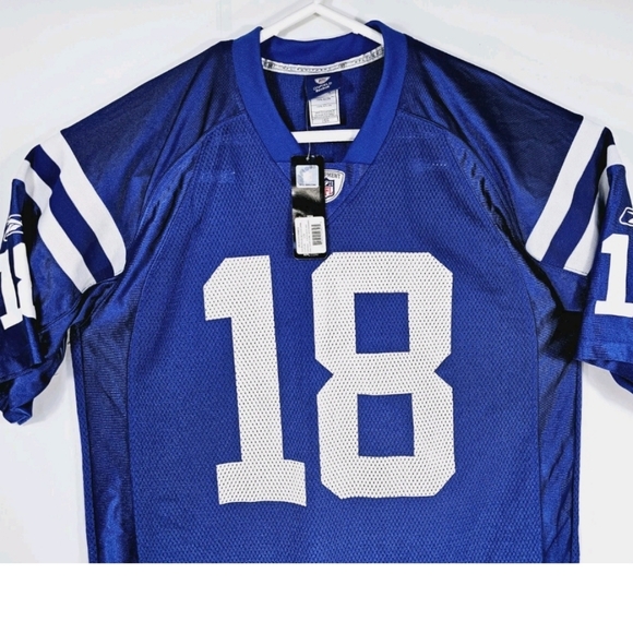 NWT Reebok Onfield Indianapolis Colts Peyton Manning #18 Mens Large Jersey Blue - Picture 2 of 8